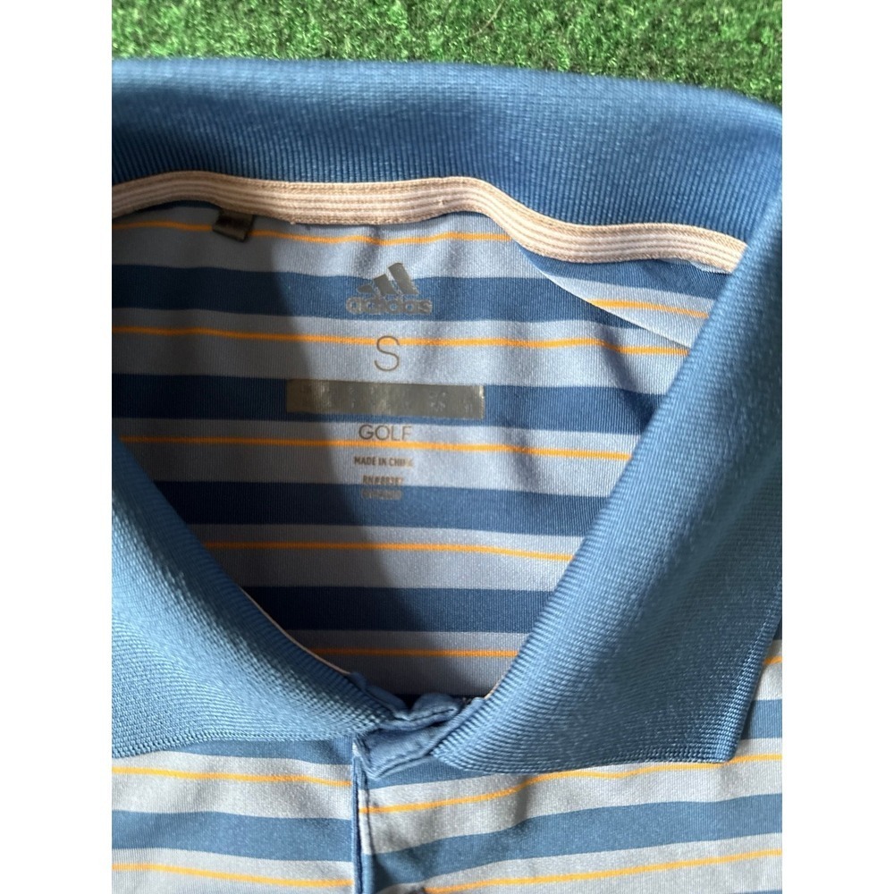 Adidas Golf Polo Shirt Mens Small Blue Striped Performance Short Sleeve D31 - Picture 4 of 4